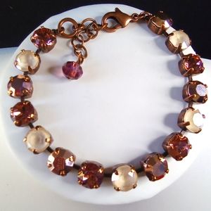 Swarovski Vintage Rose and Cream Mettalic Bracelet in Antique Copper
